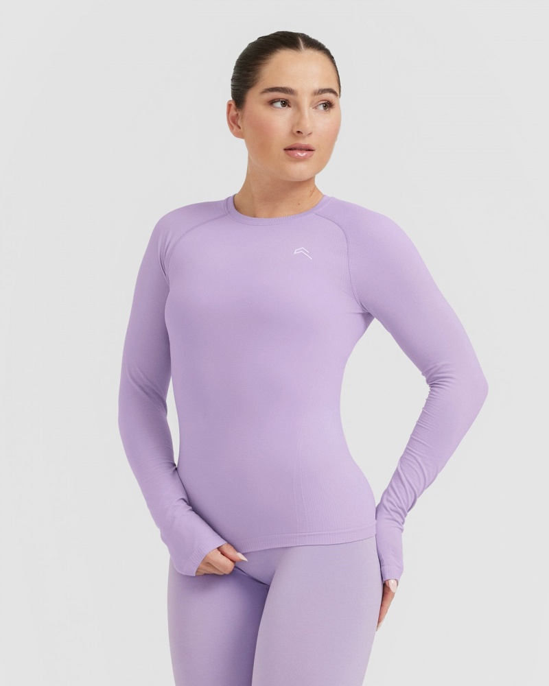 Oner Active Go To Seamless Fitted Long Sleeve μπλουζακια μωβ | VJA286375