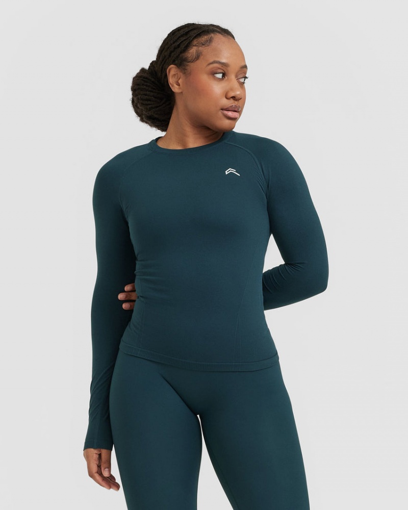 Oner Active Go To Seamless Fitted Long Sleeve μπλουζακια μπλε | VQD540173