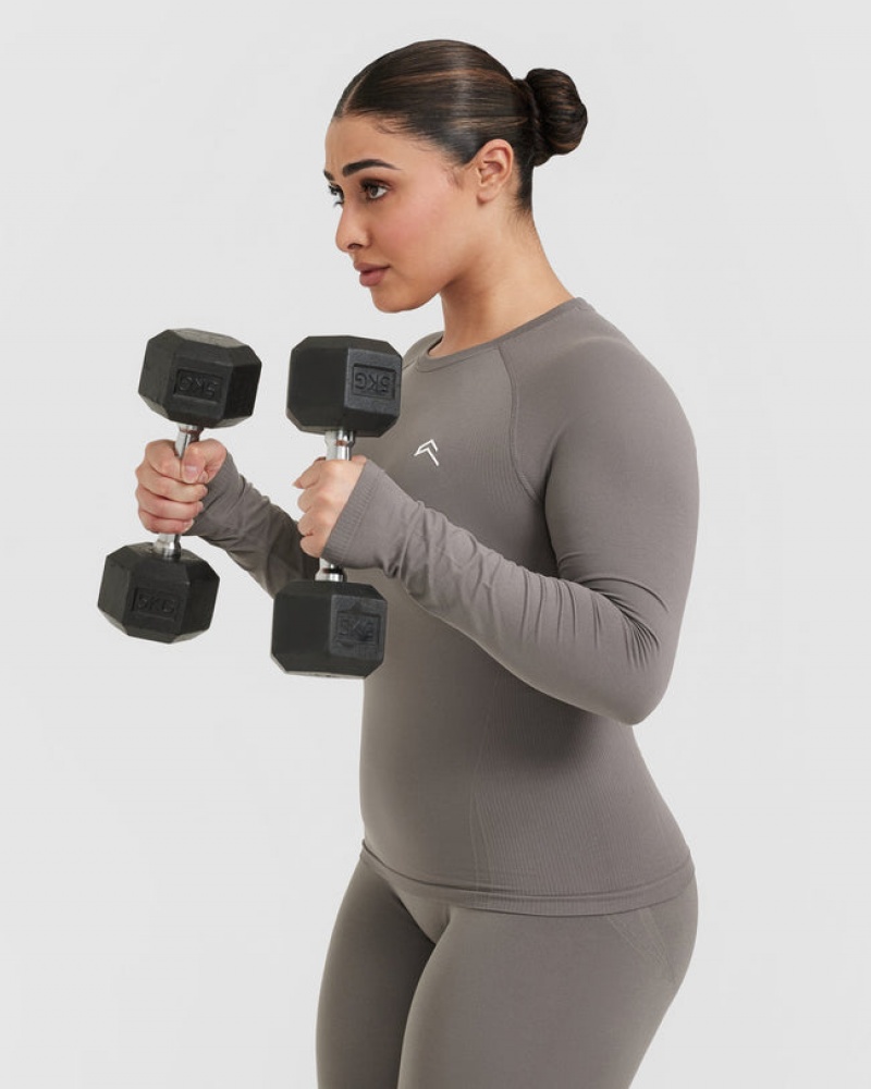 Oner Active Go To Seamless Fitted Long Sleeve μπλουζακια γκρι | RSH763945