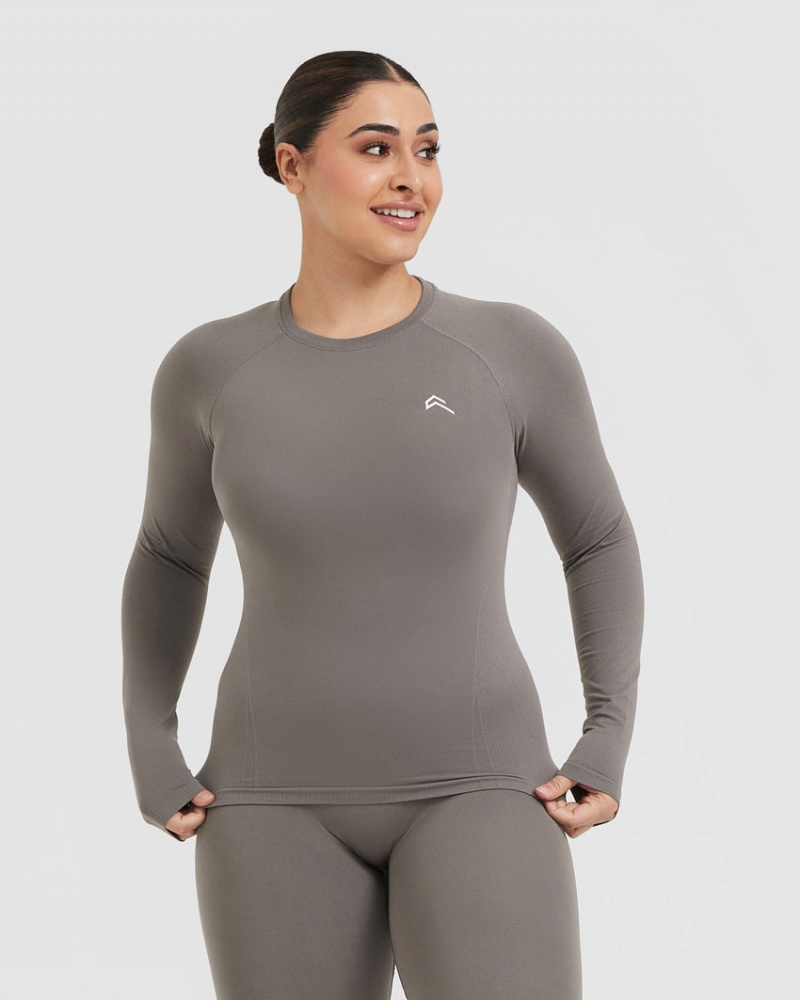 Oner Active Go To Seamless Fitted Long Sleeve μπλουζακια γκρι | RSH763945