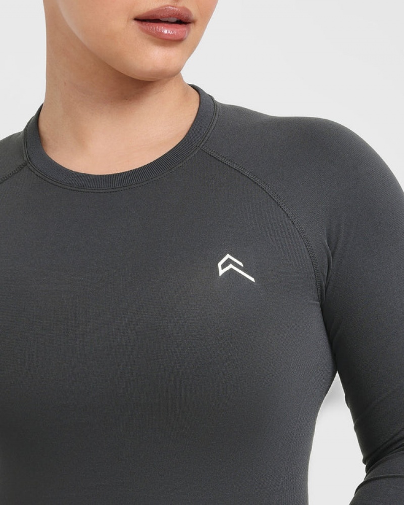 Oner Active Go To Seamless Fitted Long Sleeve μπλουζακια μαυρα | NKU314872