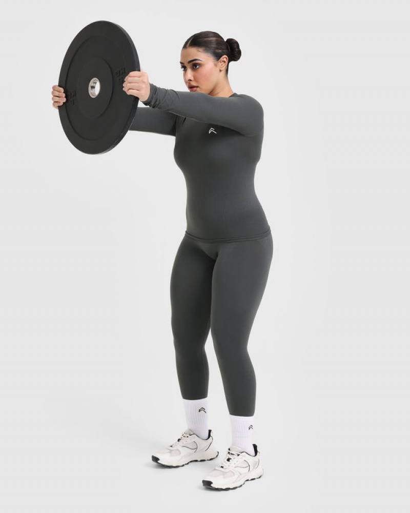 Oner Active Go To Seamless Fitted Long Sleeve μπλουζακια μαυρα | NKU314872