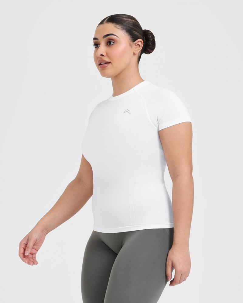 Oner Active Go To Seamless Fitted μπλουζακια ασπρα | AYP924356