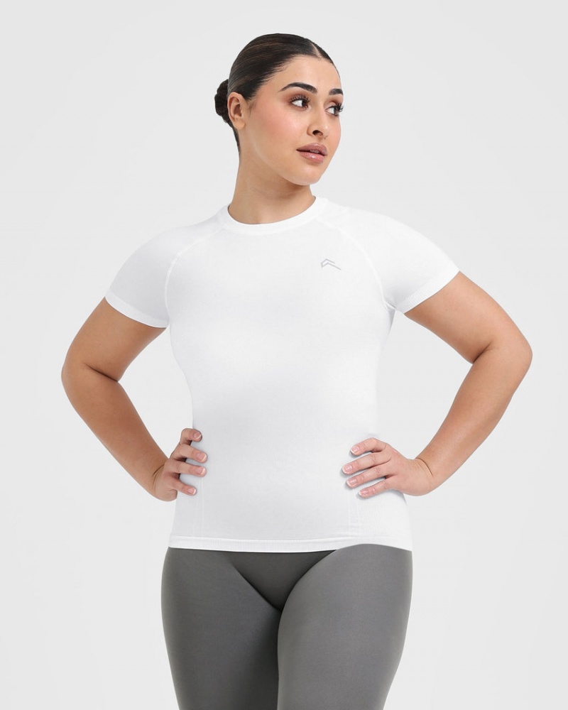 Oner Active Go To Seamless Fitted μπλουζακια ασπρα | AYP924356