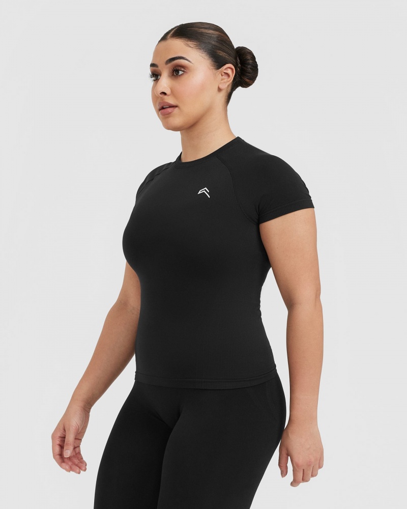 Oner Active Go To Seamless Fitted μπλουζακια μαυρα | OXW678250