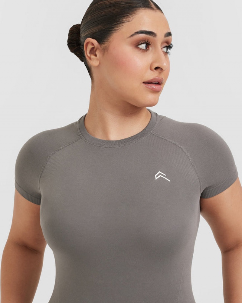 Oner Active Go To Seamless Fitted μπλουζακια γκρι | PUJ926015