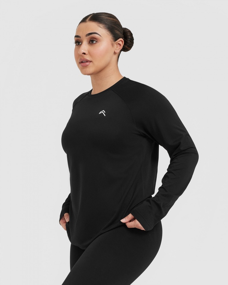 Oner Active Go To Seamless Loose Long Sleeve μπλουζακια μαυρα | HEA736058