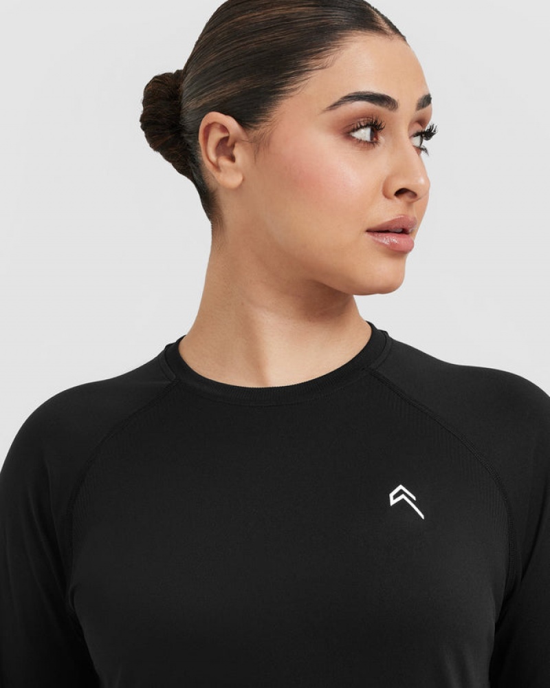 Oner Active Go To Seamless Loose Long Sleeve μπλουζακια μαυρα | HEA736058