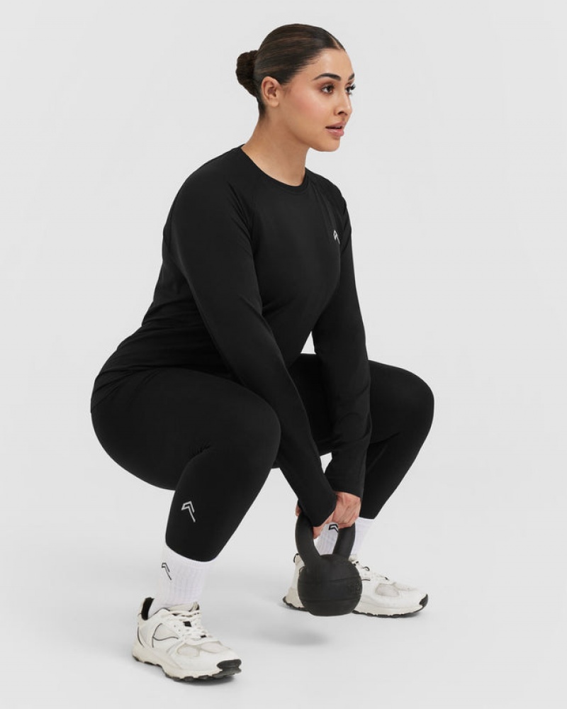 Oner Active Go To Seamless Loose Long Sleeve μπλουζακια μαυρα | HEA736058