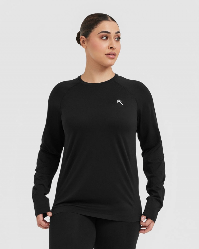 Oner Active Go To Seamless Loose Long Sleeve μπλουζακια μαυρα | HEA736058