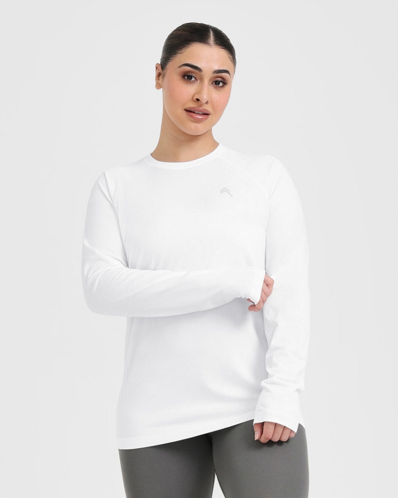 Oner Active Go To Seamless Loose Long Sleeve μπλουζακια ασπρα | FYT459268