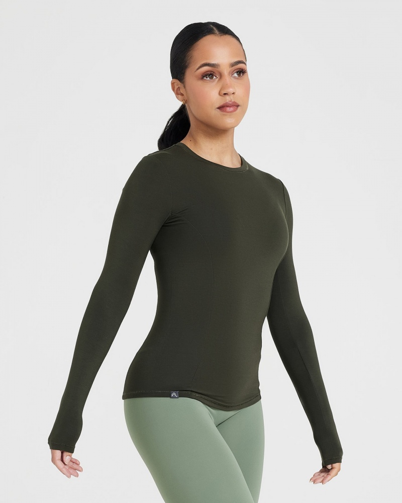 Oner Active Mellow Soft Long Sleeve μπλουζακια Χακί | YXP629435