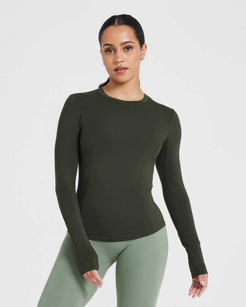 Oner Active Mellow Soft Long Sleeve μπλουζακια Χακί | YXP629435