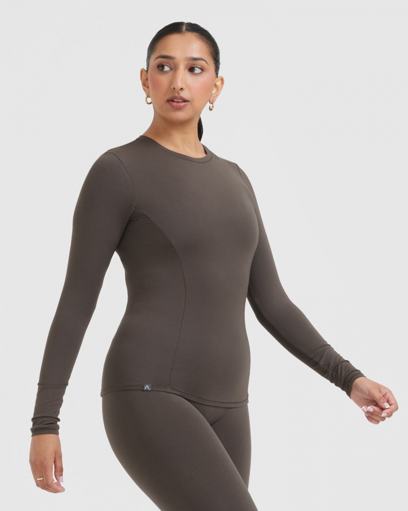 Oner Active Mellow Soft Long Sleeve μπλουζακια βαθυ γκρι καφε | WNY612908