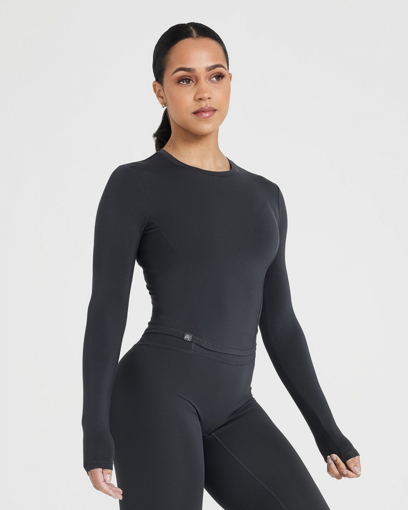 Oner Active Mellow Soft Mid Long Sleeve μπλουζακια μαυρα | DQC957634