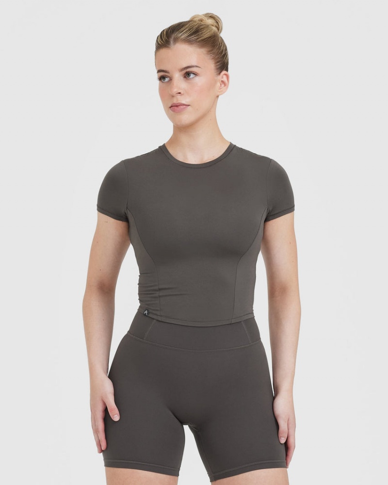 Oner Active Mellow Soft Mid κοντο Sleeve μπλουζακια βαθυ γκρι καφε | ATR709163