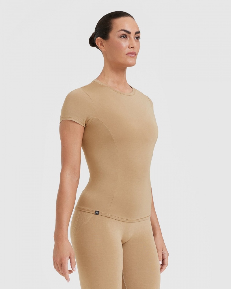 Oner Active Mellow Soft κοντο Sleeve μπλουζακια καφε | EIM970234