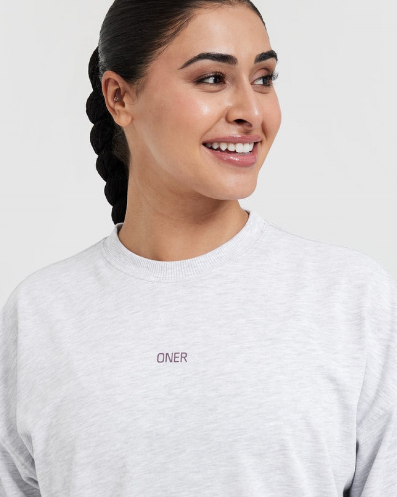 Oner Active Raising The Bar σταμπεσ Unisex Long Sleeve μπλουζακια ανοιχτο γκρι | WTA089124