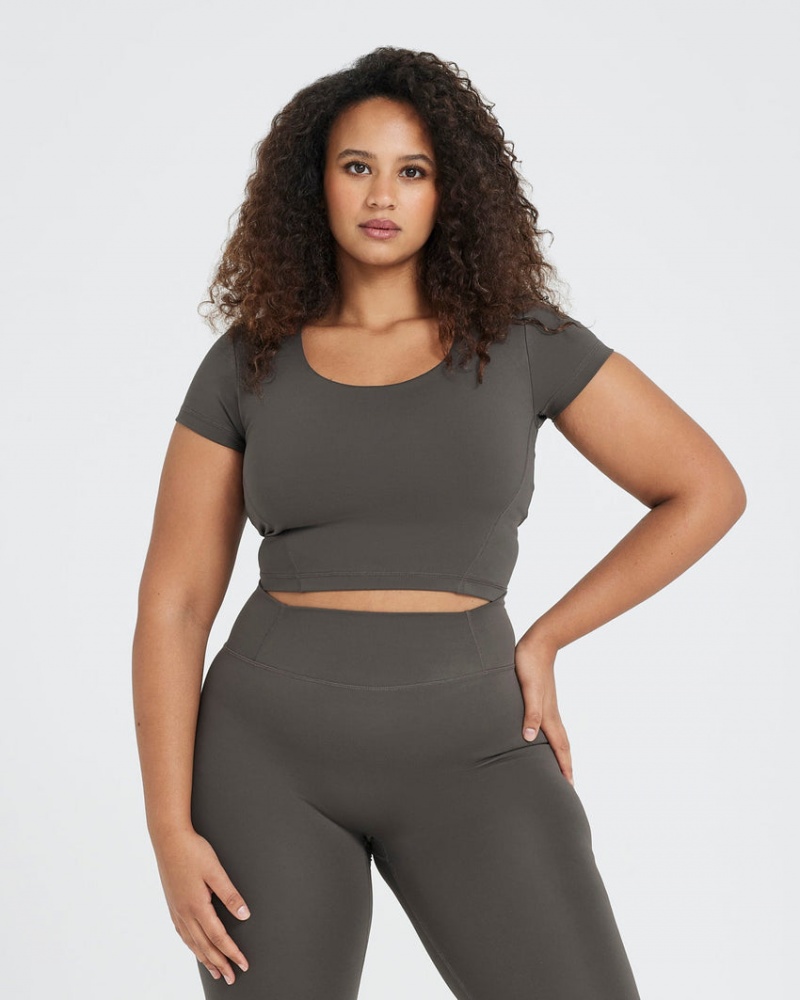 Oner Active Timeless Crop κοντο Sleeve Tee μπλουζακια βαθυ γκρι καφε | GTH860713