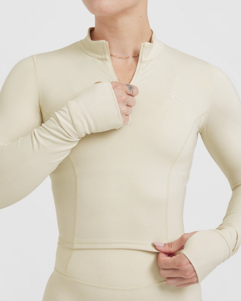 Oner Active Timeless Half Zip Mid Long Sleeve μπλουζακια ανοιχτο κίτρινα | RPD708425