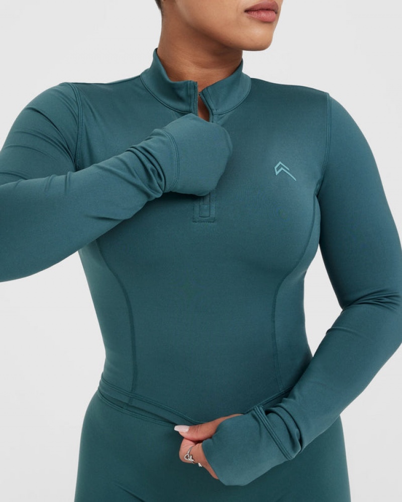 Oner Active Timeless Half Zip Mid Long Sleeve μπλουζακια μπλε τυρκουάζ | REI872934