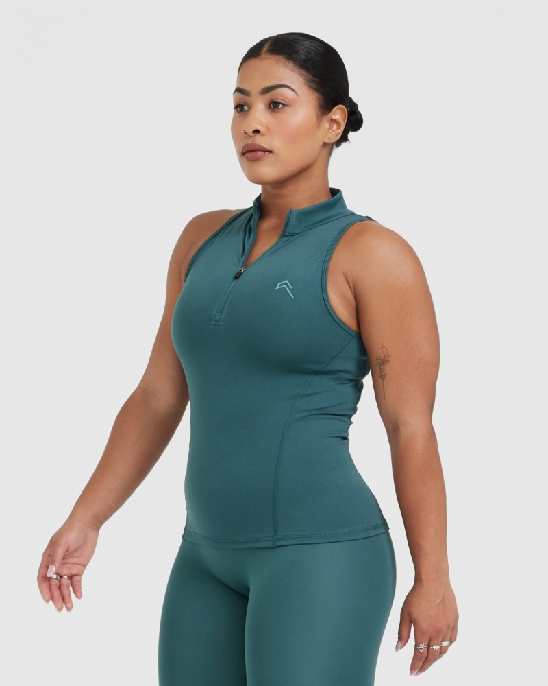 Oner Active Timeless Half Zip Tank μπλουζακια μπλε τυρκουάζ | FUJ708453