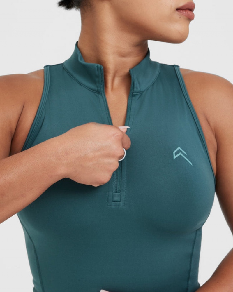 Oner Active Timeless Half Zip Tank μπλουζακια μπλε τυρκουάζ | FUJ708453