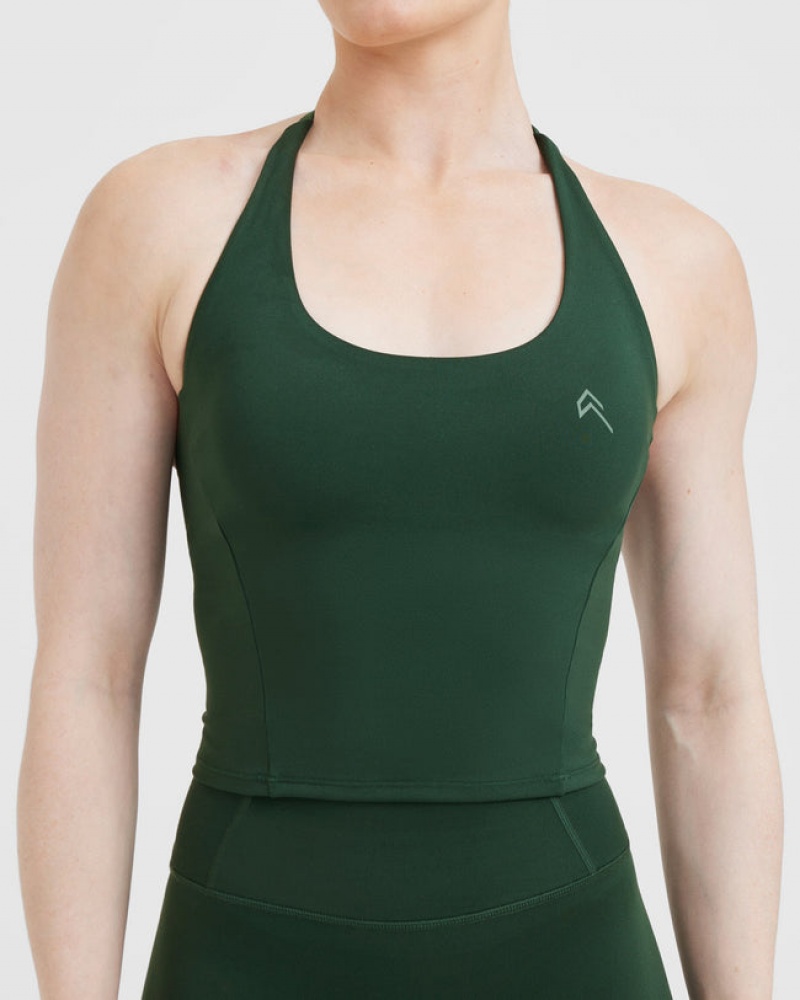 Oner Active Timeless Halter Neck Mid μπλουζακια βαθυ πρασινο | QFG047569