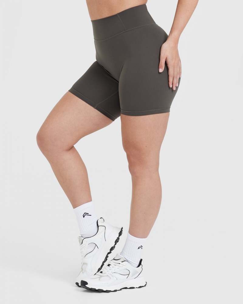 Oner Active Timeless High Waisted Σορτσ βαθυ γκρι καφε | RMZ862519