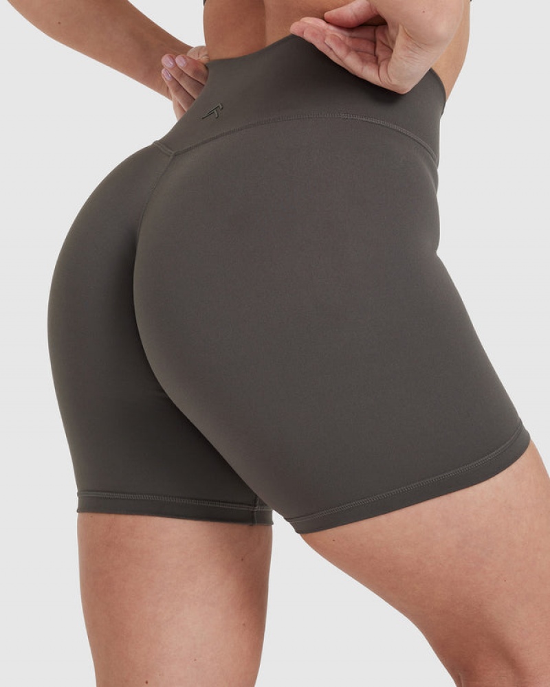 Oner Active Timeless High Waisted Σορτσ βαθυ γκρι καφε | RMZ862519