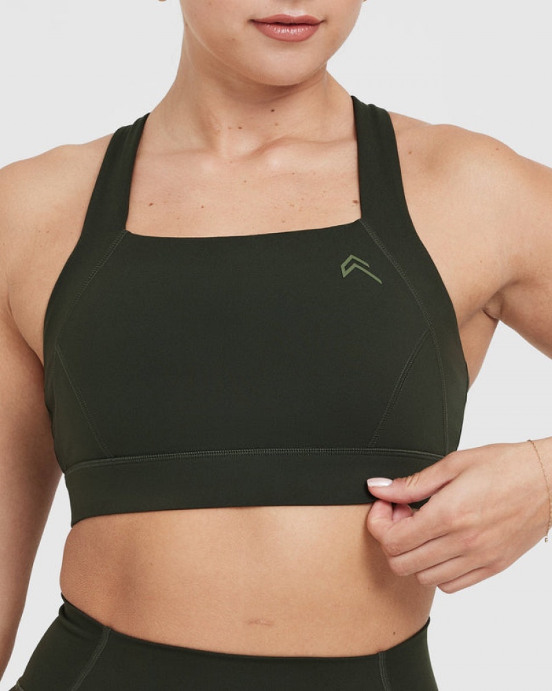 Oner Active Timeless φαρδια λουρακια Sports Bras Χακί | NCW104936