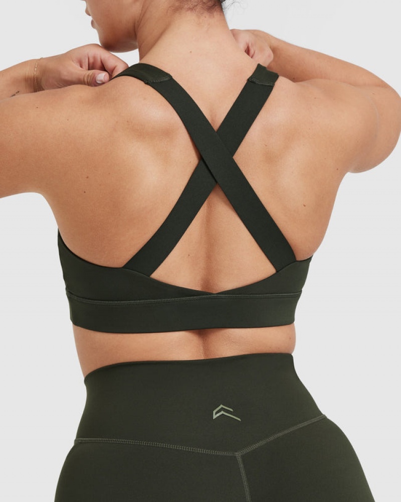 Oner Active Timeless φαρδια λουρακια Sports Bras Χακί | NCW104936