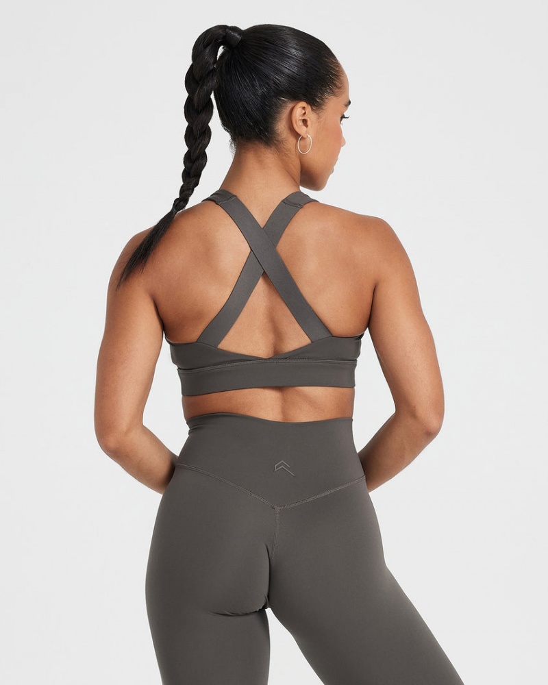 Oner Active Timeless φαρδια λουρακια Sports Bras βαθυ γκρι καφε | TIZ824367