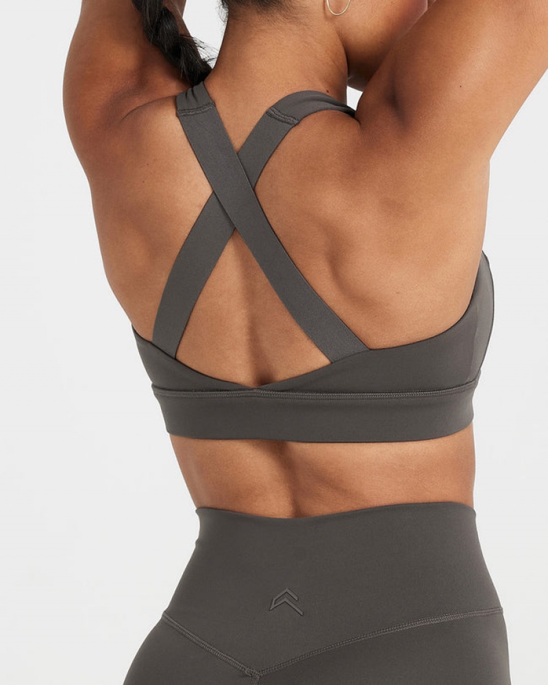 Oner Active Timeless φαρδια λουρακια Sports Bras βαθυ γκρι καφε | TIZ824367