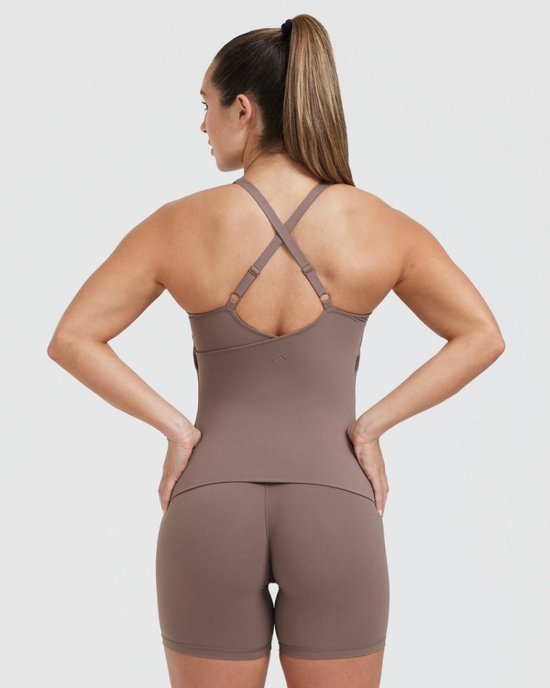 Oner Active Unified V-Neck Cross Back μπλουζακια καφε | RPJ905364