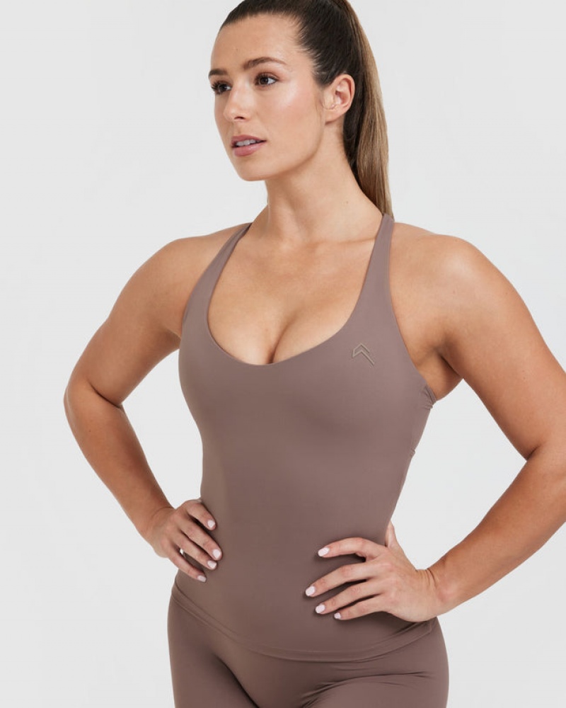 Oner Active Unified V-Neck Cross Back μπλουζακια καφε | RPJ905364