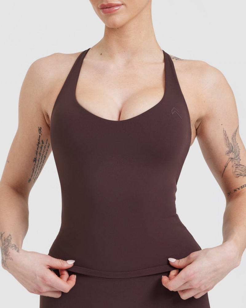 Oner Active Unified V-Neck Cross Back μπλουζακια μωβ καφε | ZEH982157