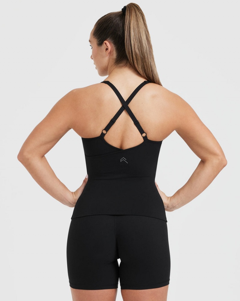 Oner Active Unified V-Neck Cross Back μπλουζακια μαυρα | FXS024351