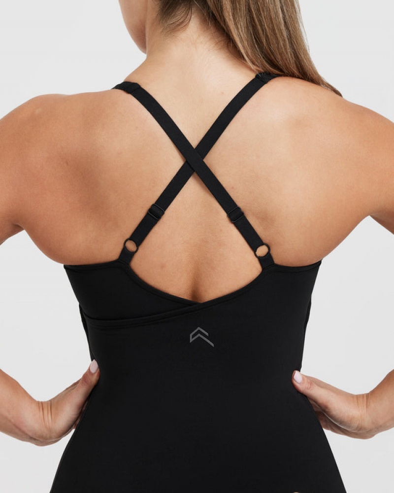 Oner Active Unified V-Neck Cross Back μπλουζακια μαυρα | FXS024351