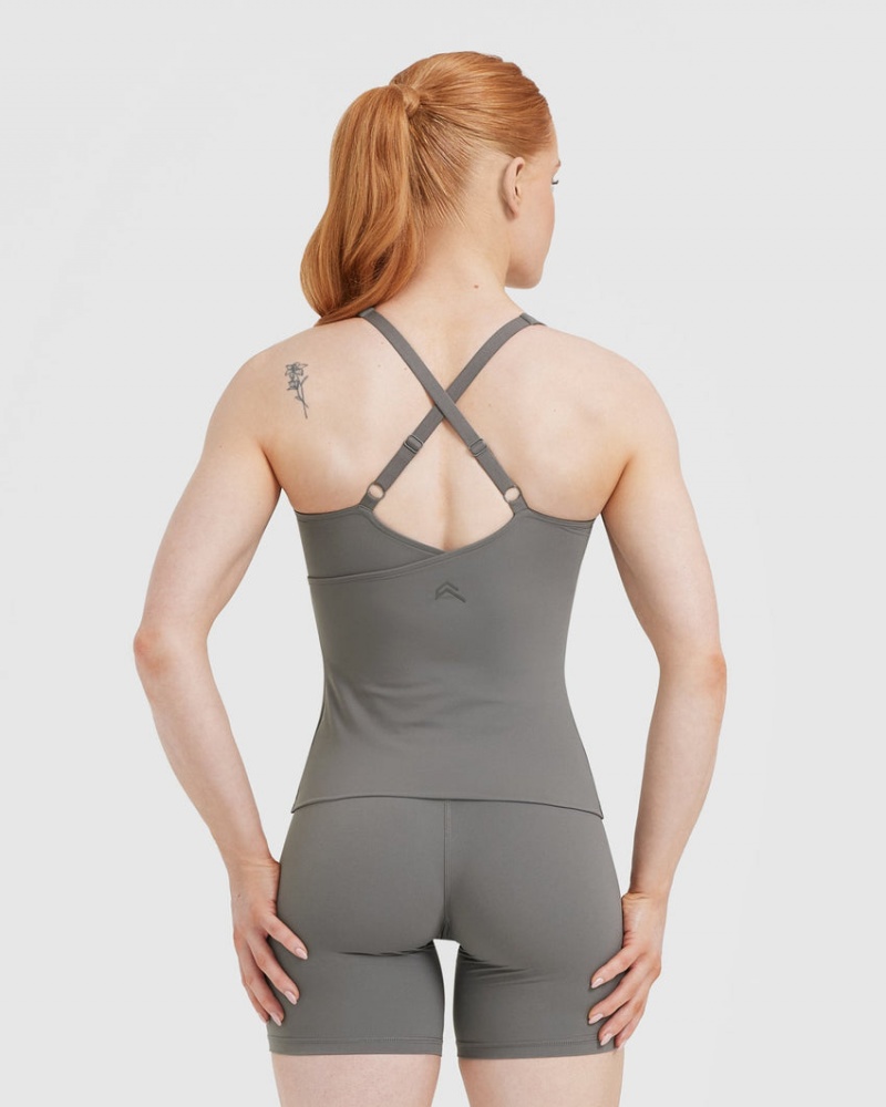 Oner Active Unified V-Neck Cross Back μπλουζακια γκρι | URB087926