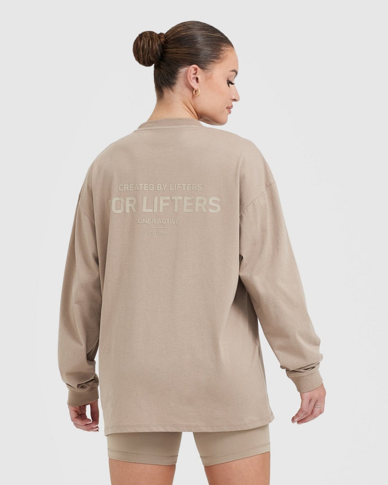 Oner Active κλασικα Lifters σταμπεσ Oversized ελαφρια Long Sleeve μπλουζακια γκρι | QPW635780