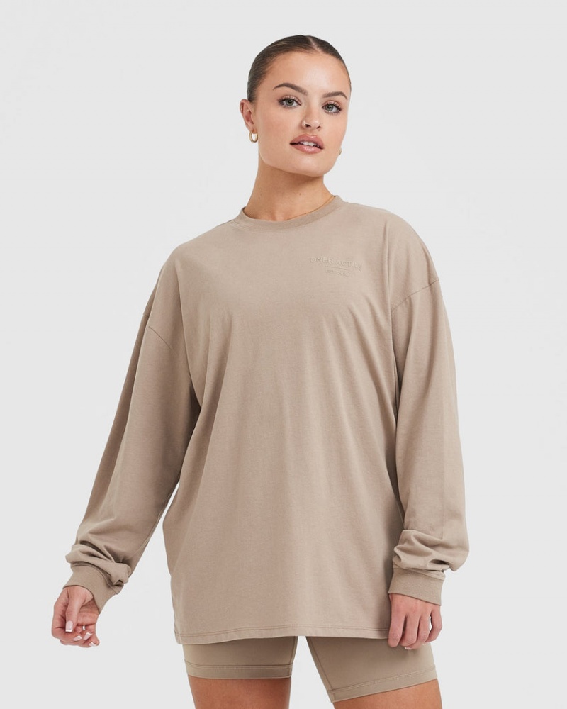 Oner Active κλασικα Lifters σταμπεσ Oversized ελαφρια Long Sleeve μπλουζακια γκρι | QPW635780