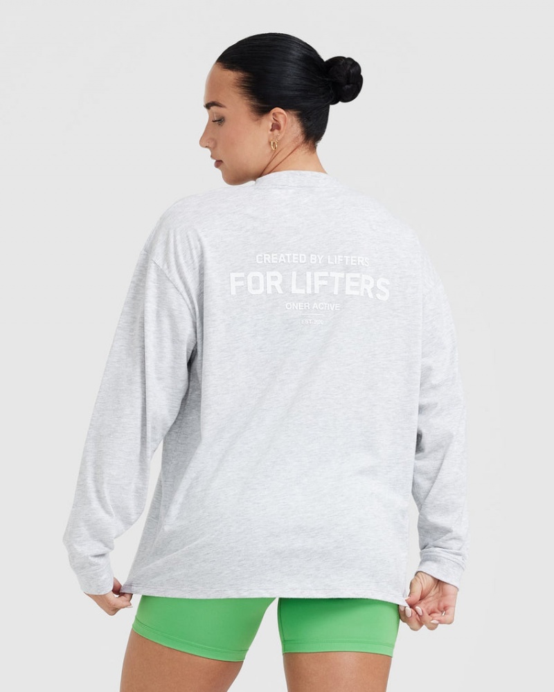 Oner Active κλασικα Lifters σταμπεσ Oversized ελαφρια Long Sleeve μπλουζακια ανοιχτο γκρι | PNJ097632