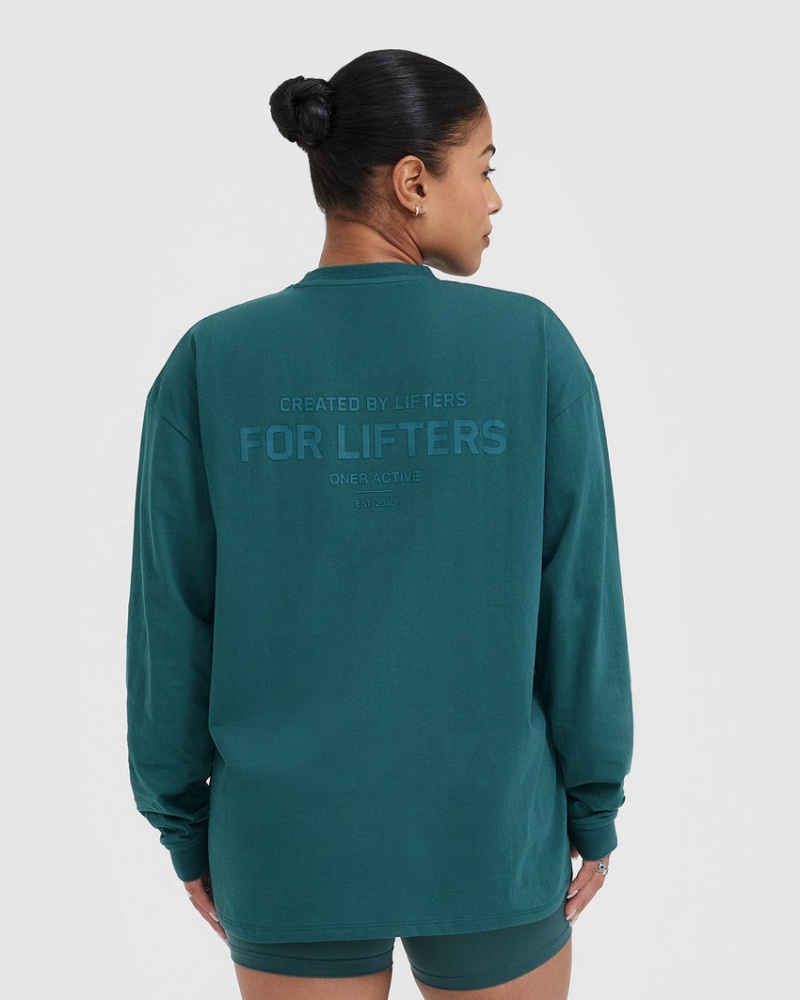 Oner Active κλασικα Lifters σταμπεσ Oversized ελαφρια Long Sleeve μπλουζακια μπλε τυρκουάζ | FCX804936