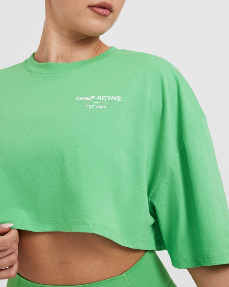 Oner Active κλασικα Lifters σταμπεσ Relaxed Crop ελαφρια μπλουζακια πρασινο | DMS209473