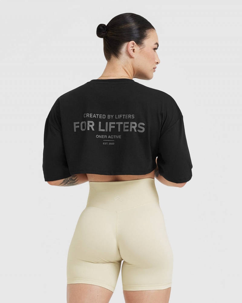 Oner Active κλασικα Lifters σταμπεσ Relaxed Crop ελαφρια μπλουζακια μαυρα | MOJ702453