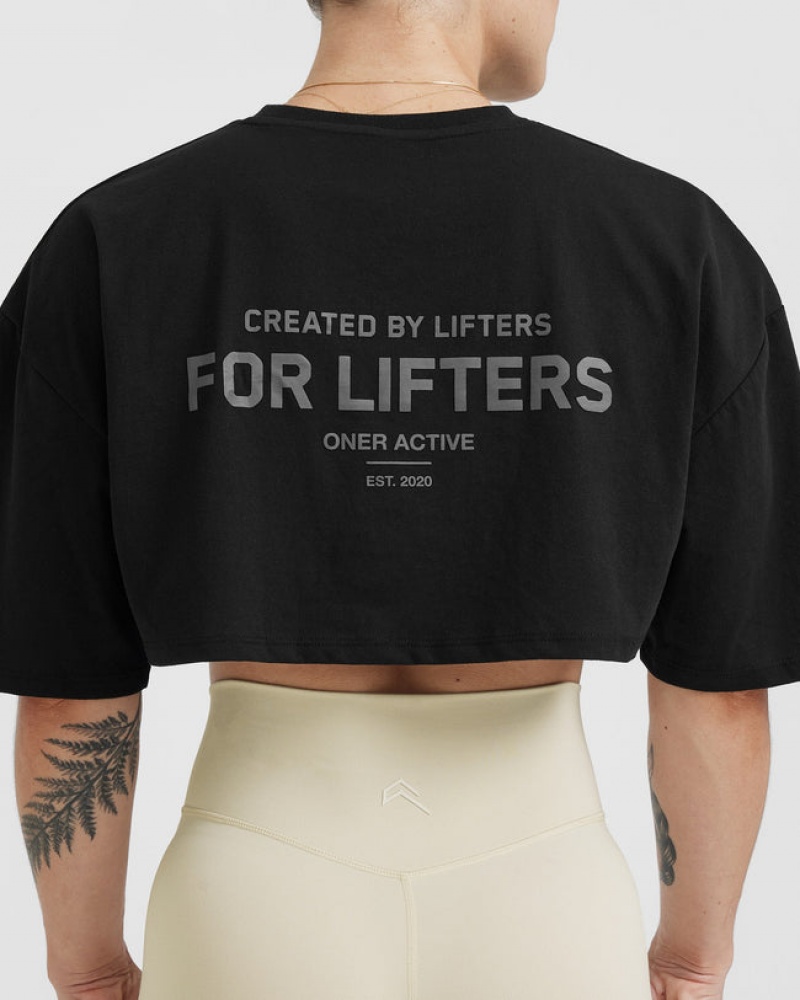 Oner Active κλασικα Lifters σταμπεσ Relaxed Crop ελαφρια μπλουζακια μαυρα | MOJ702453