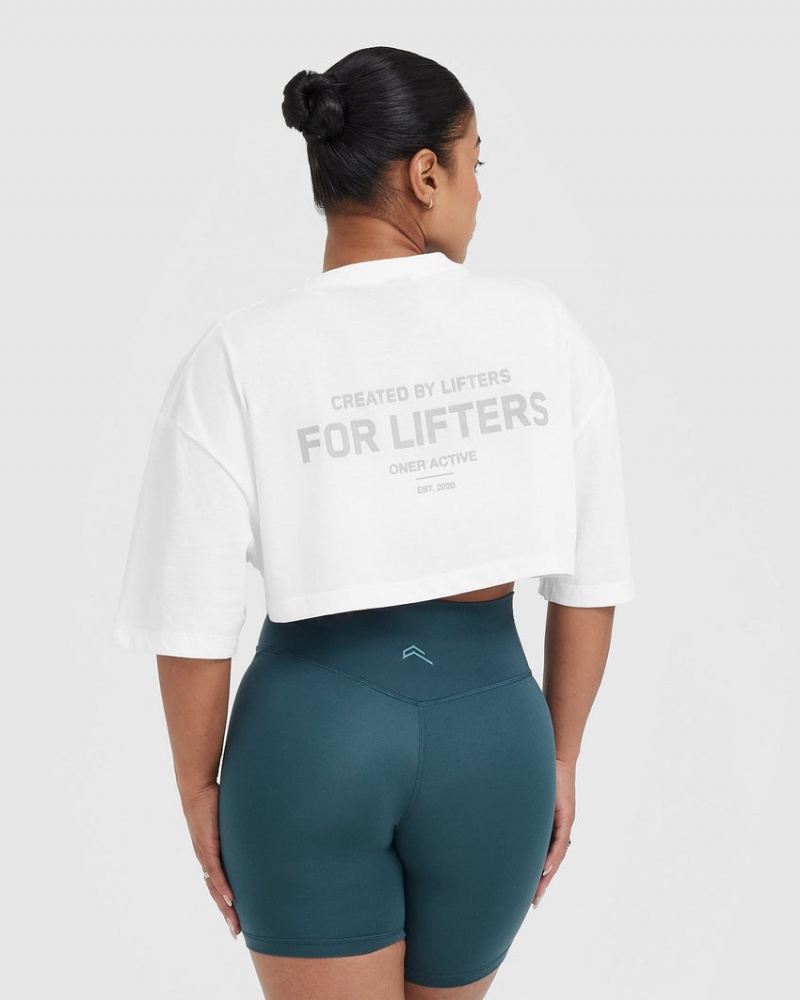 Oner Active κλασικα Lifters σταμπεσ Relaxed Crop ελαφρια μπλουζακια ασπρα | RZT603489