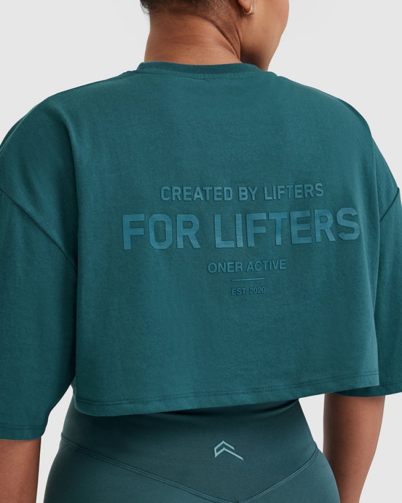 Oner Active κλασικα Lifters σταμπεσ Relaxed Crop ελαφρια μπλουζακια μπλε τυρκουάζ | ENB209467