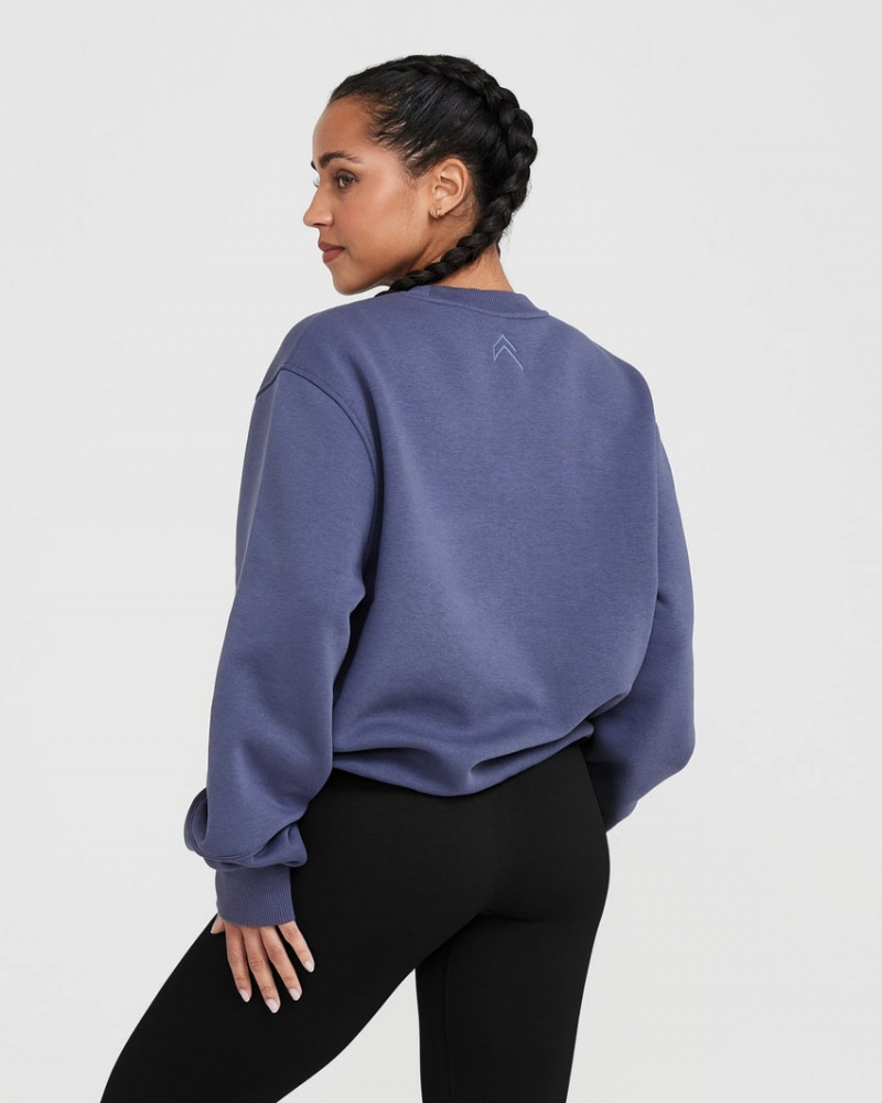 Oner Active κλασικα Lounge Oversized Crew Neck Φούτερ μπλε | REO346582